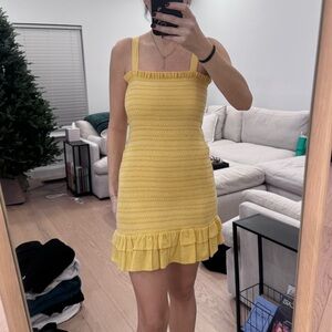 American Eagle Outfitters Yellow Ruffle Mini Dress